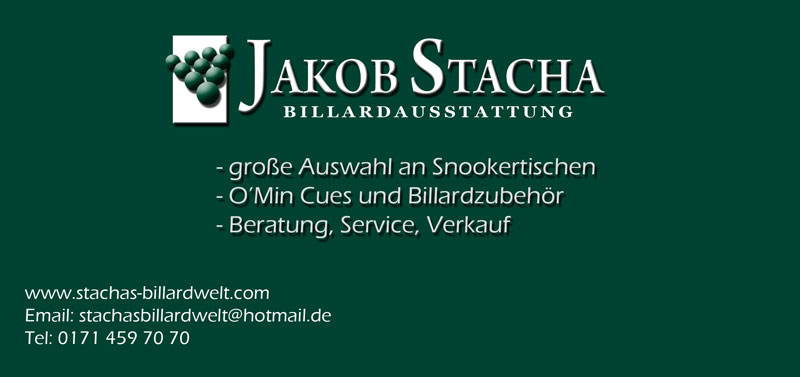 Stachas Billardwelt: Tel 0171 479 7070